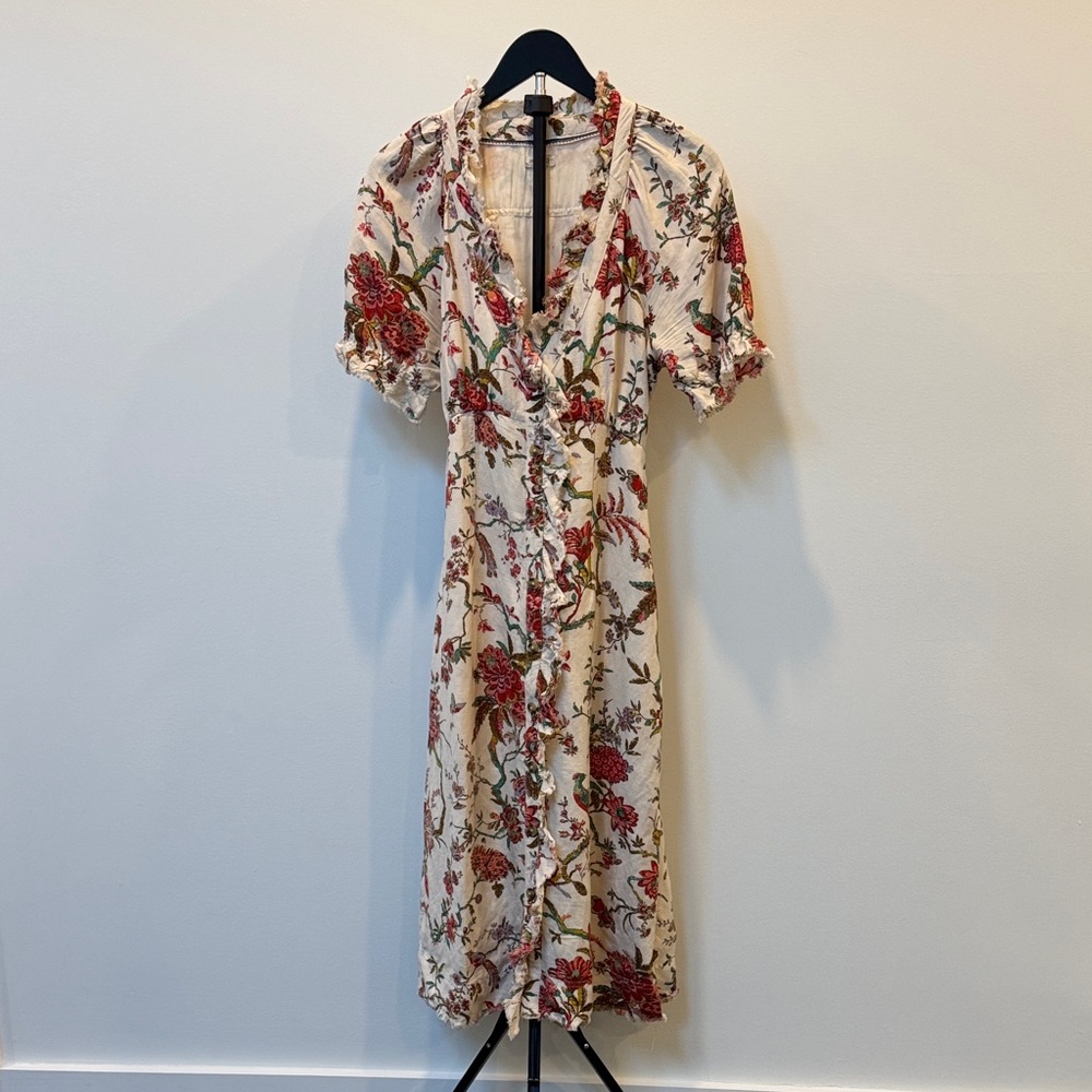 Pilcro Cream Floral Midi Dress